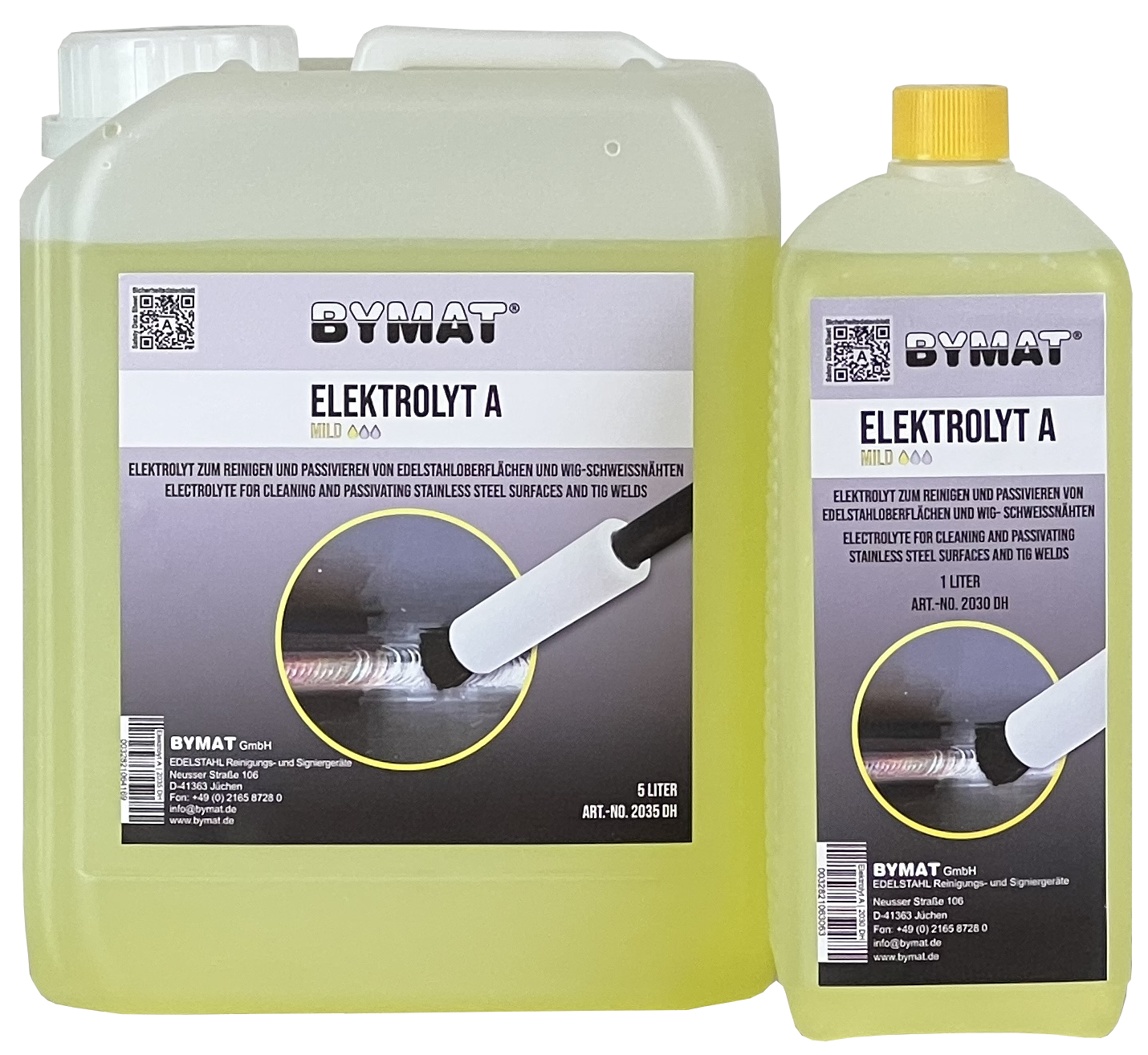 Reinigingsmiddel Bymat Elektrolyt C voor snelle en grondige verwijdering van lasverkleuringen op RVS – Bymat GmbH